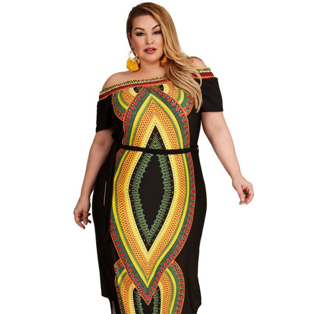 Off the Shoulder, Dashiki Maxi Dress